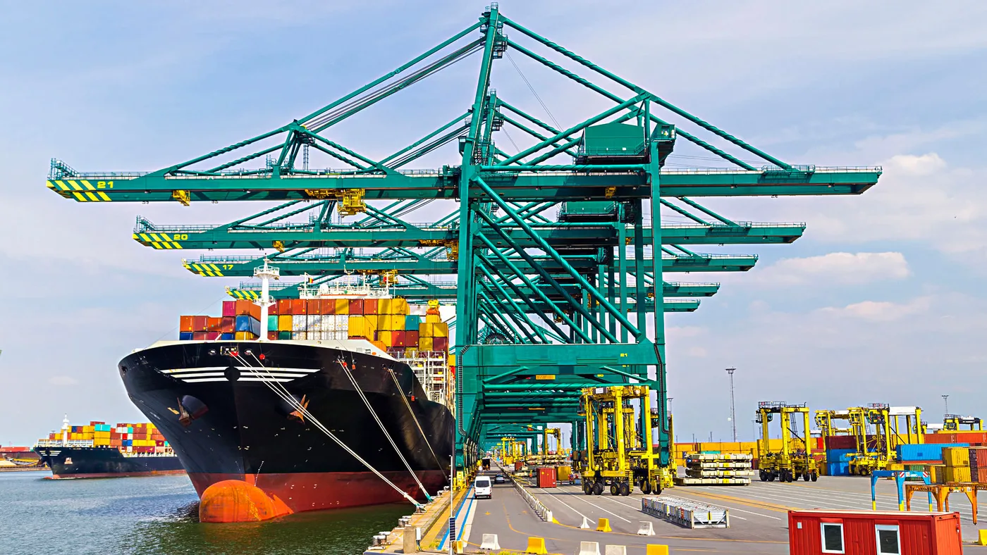 Seaport with cranes and containers